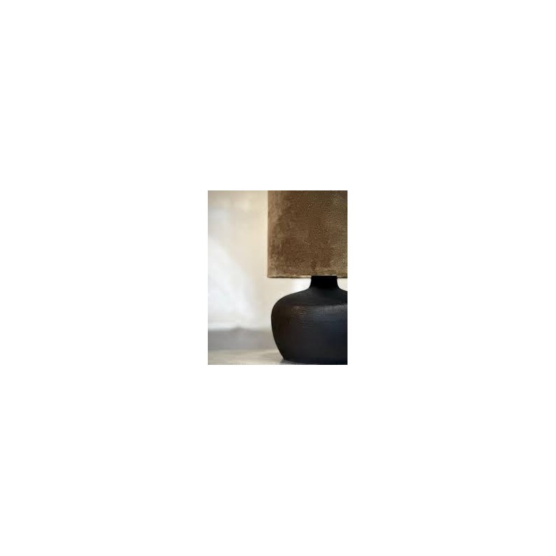 LAMPE DE TABLE BURU NOIRE AVEC ABAT JOUR EN VELOURS TAUPE - NOORI