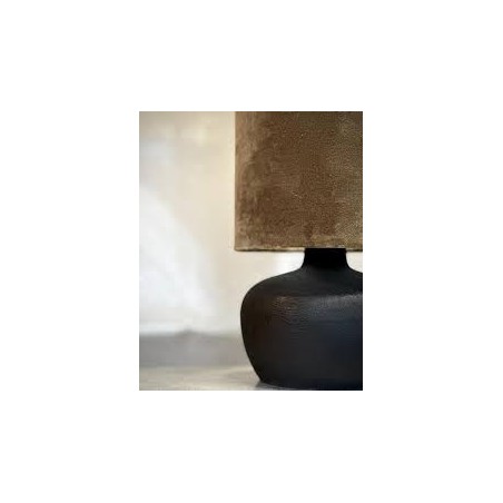 LAMPE DE TABLE BURU NOIRE AVEC ABAT JOUR EN VELOURS TAUPE - NOORI