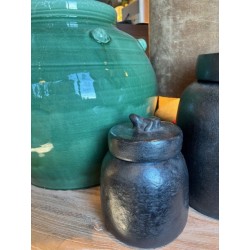 BOITE RONDE KODOK AVEC COUVERCLE DE GRENOUILLE - NOIR ANTIQUE - NOORI