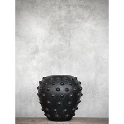 POT ROND AVEC POINTS ZIA - NOIR ANTIQUE - D.43xH.40 cm - NOORI