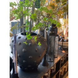 POT ROND AVEC POINTS ZIA - NOIR ANTIQUE - D.43xH.40 cm - NOORI