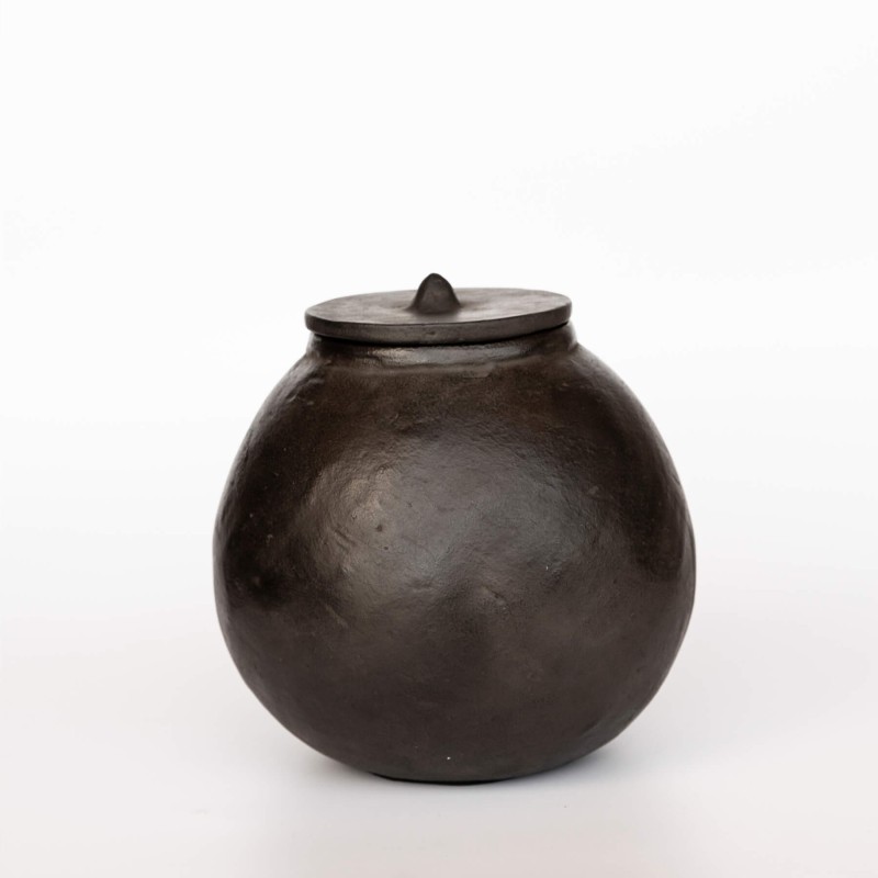 DAISY BOITE AVEC COUVERCLE - BLACK ANTIQUE - D.25xH.25cm - NOORI