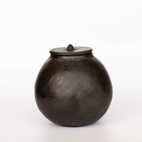 DAISY BOITE AVEC COUVERCLE - BLACK ANTIQUE - D.25xH.25cm - NOORI