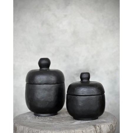 BOITE RONDE AVEC COUVERCLE - PEGO - LARGE - BLACK ANTIQUE - NOORI