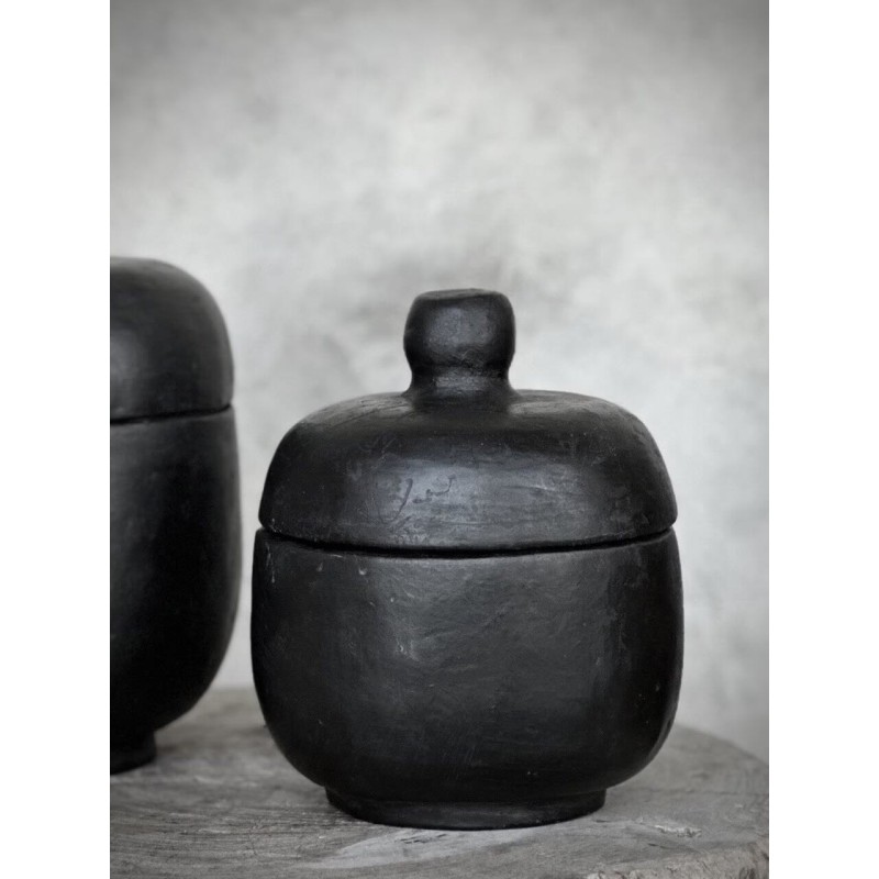 BOITE RONDE AVEC COUVERCLE - PEGO - SMALL - BLACK ANTIQUE - NOORI