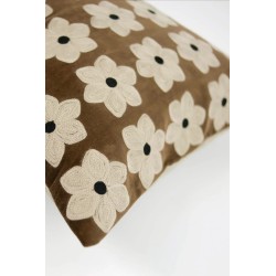 Coussin Daisy velours Brun - 40x60 cm