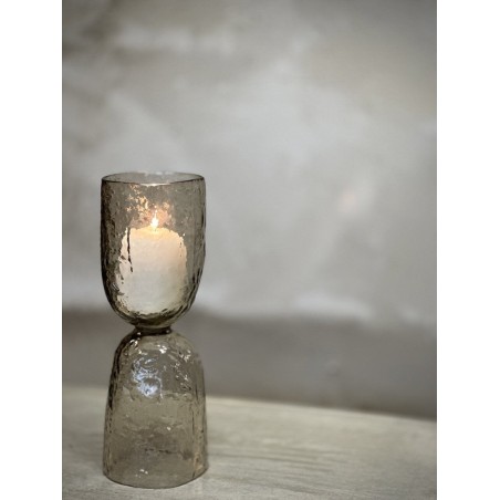 VASE BOUGEOIR EN VERRE FUME - MOYO - NOORI