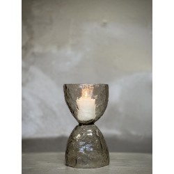 VASE BOUGEOIR EN VERRE FUME - MANI - NOORI