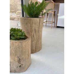 Cache pot en bois teck MAZ - MEDIUM - D.30 x H.30 cm