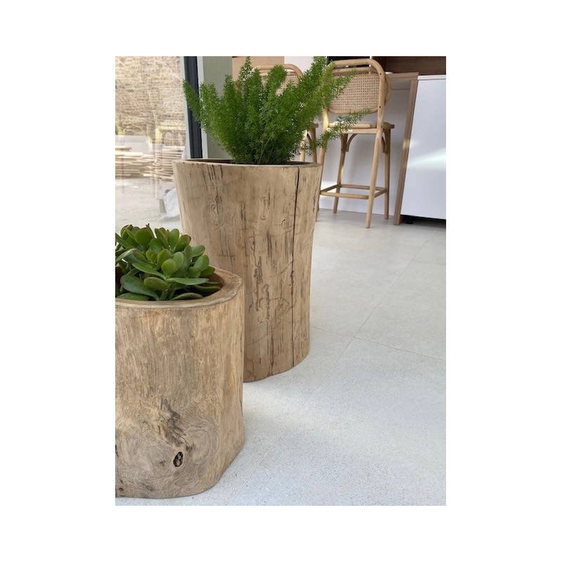 Cache pot en bois teck MAZ - MEDIUM - D.30 x H.30 cm