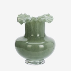 PETIT VASE EN VERRE DENTELE - VERT - D.15x19,5cm - MADAM STOLTZ