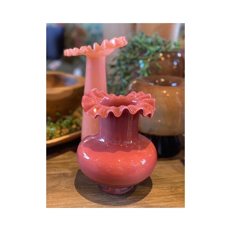 PETIT VASE EN VERRE DENTELE - TERRACOTTA - D.15x19,5cm - MADAM STOLTZ