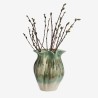 VASE EN GRES - VERT/BEIGE/BLC CASSE - D.19x23cm - MADAM STOLTZ