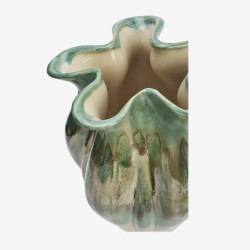 VASE EN GRES - VERT/BEIGE/BLC CASSE - D.19x23cm - MADAM STOLTZ