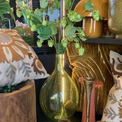 VASE BOUTEILLE EN VERRE - BONNE - H.37cm - VERT BULLE - NOORI