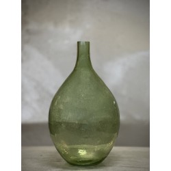 VASE BOUTEILLE EN VERRE - BONNE - H.37cm - VERT BULLE - NOORI