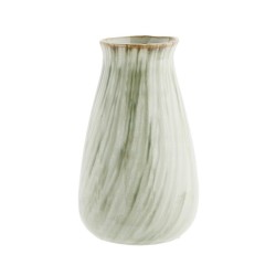 VASE GRES RAYE - VERT , BLANC CASSE - H.27 - MADAM STOLTZ
