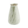 VASE GRES RAYE - VERT , BLANC CASSE - H.27 - MADAM STOLTZ