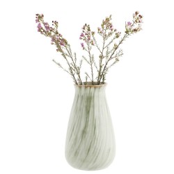 VASE GRES RAYE - VERT , BLANC CASSE - H.27 - MADAM STOLTZ