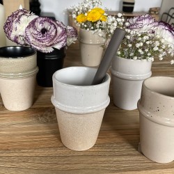 GOBELET WABI BLANC MOUCHETE GRES - D.6,5x9,5cm - OPJET