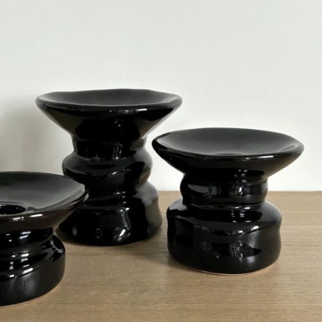 LOT DE 3 BOUGEOIRS PADRE NOIR - OPJET