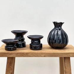 LOT DE 3 BOUGEOIRS PADRE NOIR - OPJET