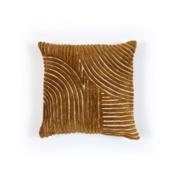 COUSSIN EDMOND OCRE - LIN & COTON BRODE - 50x50cm - ELITIS