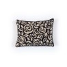 COUSSIN AIMEE - FLEURI NOIR & BEIGE - LIN & COTON BRODE - 40x50cm - ELITIS
